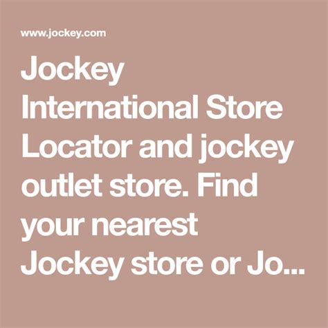 Jockey International Store Locator and jockey outlet store. Find your ...