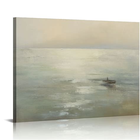 Nawypu Framed Canvas Print Wall Art Pastel Watercolor Brown Sky