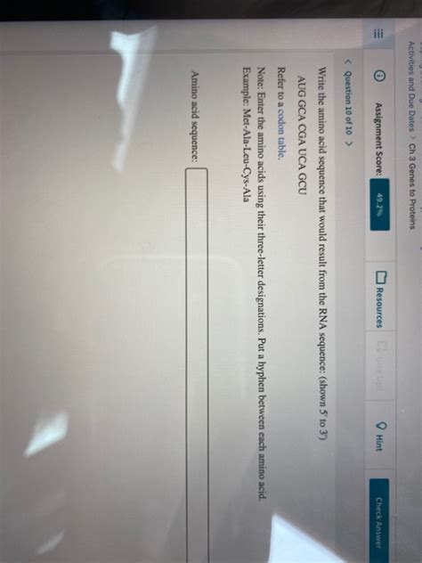 Solved Activities And Due Dates Ch Genes To Proteins Iii Chegg