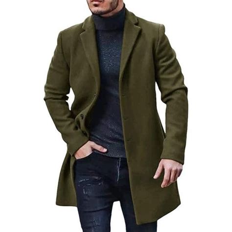 Men S LaMa Trench Coat Army Green Herren Mantel Winterjacken