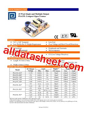 Psa L Datasheet Pdf Phihong Usa Inc