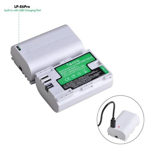 Tectra 2800mAh LP E6 LPE6 LP E6N Camera Battery With USB Charging Port