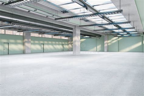 Simple Spacious Concrete Warehouse Garage Interior. Space and Design Concept Stock Illustration ...