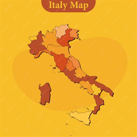 Vector De Mapa De Italia Con Regiones Y Ciudades Líneas Y Todas Las Regiones Completas Vector