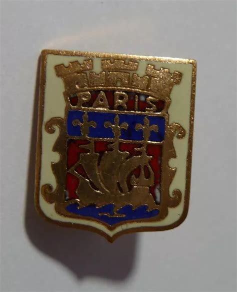 PETITE BROCHE ANCIENNE émaillée BLASON VILLE DE PARIS EUR 7 00