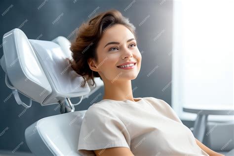 Premium Photo Young Smiling Woman Sitting On Chair At Dentist Office