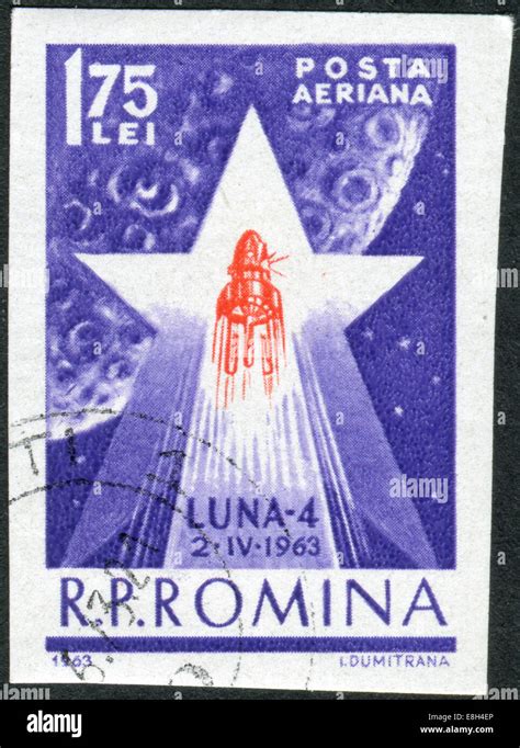 Romania Circa Postage Stamp Printed In Romania Shows Luna