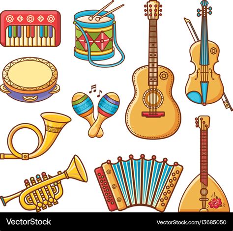 Musical instrument ornament cartoon style Vector Image