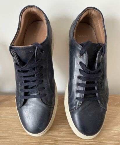 Paul Smith ‘basso Dark Navy Blue Leather Trainers Uk 9 Without Box