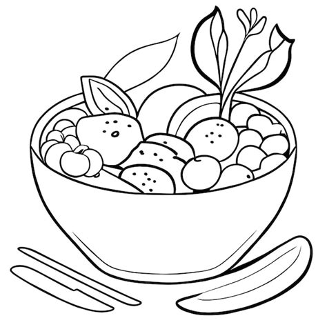 Premium Vector Fruits And Vegetable In The Pot Coloring Page