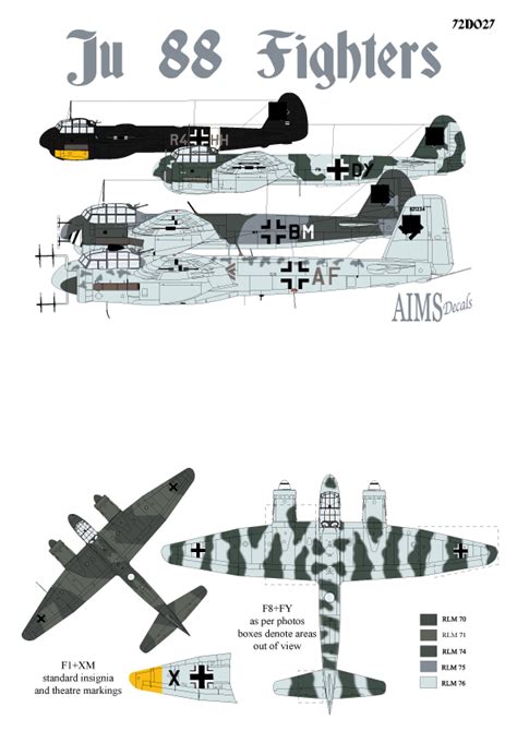 Junkers Ju 88 Cg Fighters Decals Aims 72d027