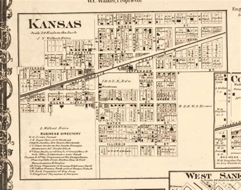 Kansas Edgar Co Illinois 1870 Old Town Map Custom Print Edgar Co