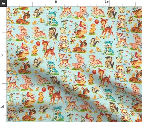 Vintage Baby Animals Fabric Vintage Baby Animals Story Book Etsy