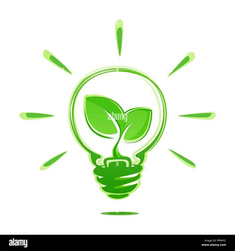 Ecology Idea Green Bulb With Plant Vector Illustration Isolated On