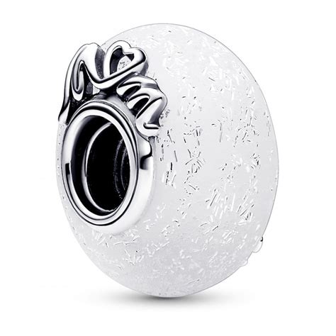 Pandora Outlet Glittery White Murano Glass Mum Love Charm Jewellery