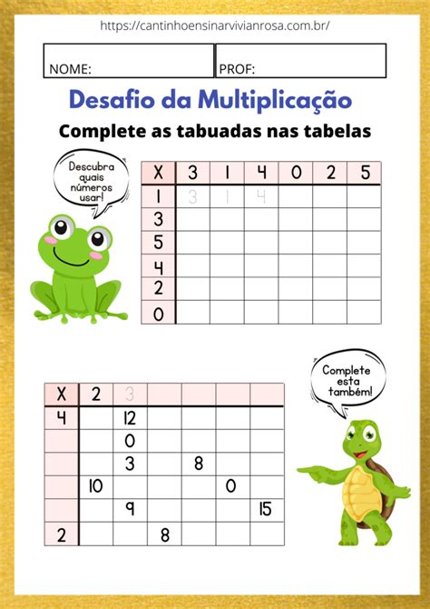 Atividade de 3º Ano de Matemática Tabuada do 3 tabuadas de multiplicar