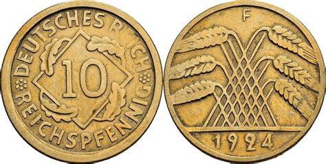 Deutsches Reich 10 Reichspfennig 1924 F Ss MA Shops