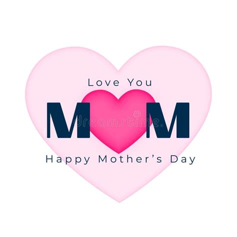 Elegant Mothers Day Wishes Card With Love You Mom Message Stock Vector