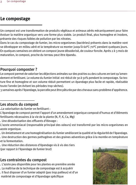 Le Compostage De Fumier De Cheval En Levage Pdf T L Chargement Gratuit