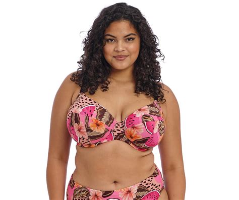 Elomi Cabana Nights Plunge Bikini Top Multi Sugar And Spice Lingerie