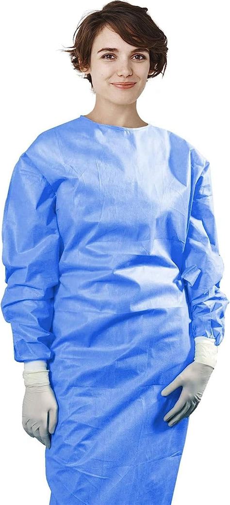 Disposable Isolation Gown Large Pack Of Blue Polypropylene