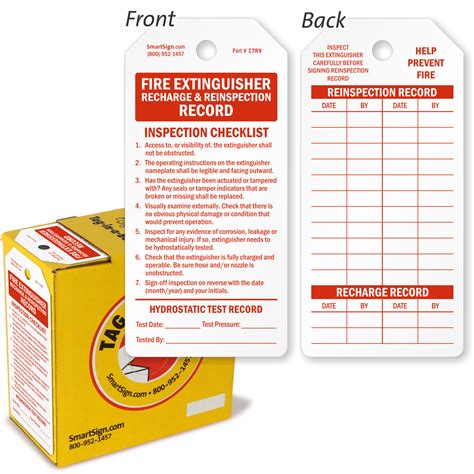 Fire Extinguisher Inspection Record Tags - Fire Extinguisher Tags