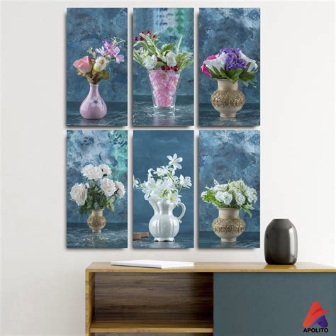 Jual HIASAN DINDING BUNGA BIRU KONSEP 10X20 CM PAJANGAN WALL DECOR