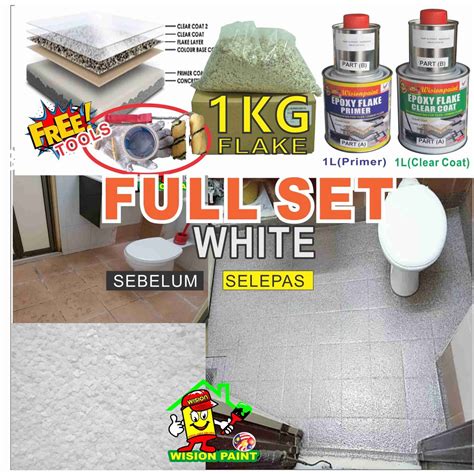 White Full Set Flake Coating Epoxy Toilet Floor Waterproof Free