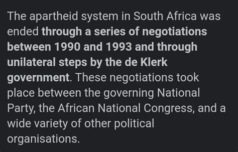 How Did Apartheid End Class9 Write Five Points