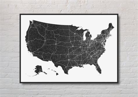 Printable United States Road Map - Etsy