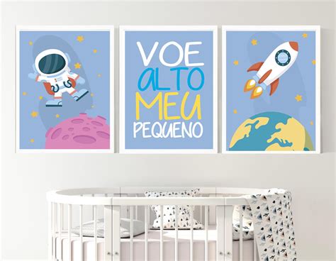 Quadros Decorativos Kit Astronauta Aquarela Elo