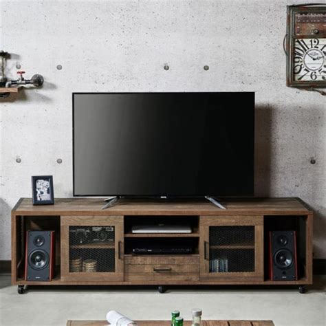 Furniture Of America Jax Industrial Wood TV Stand With Casters In Oak