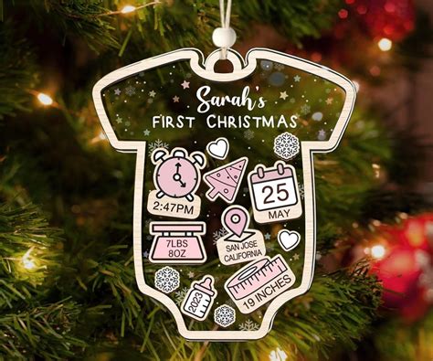 Amazon TM TEEMAN Personalized Baby First Christmas Ornament 2024