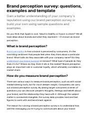 Brand Perception Survey Questions Examples And Template Attest Pdf