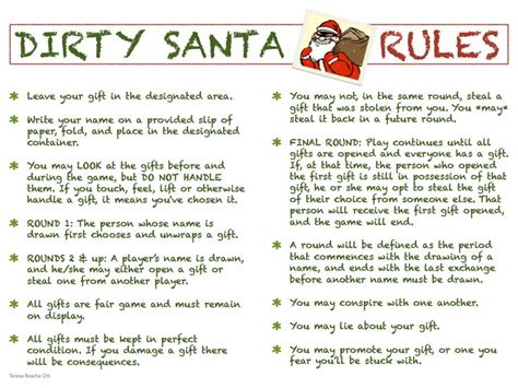 Dirty Santa Rules Printable