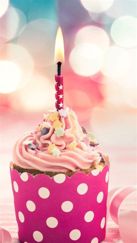 Cupcake Rosa Vela Cinta Resplandor Cumpleaños 1080x1920 Iphone 87