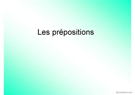 Les Prepositions Fran Ais Fle Powerpoints