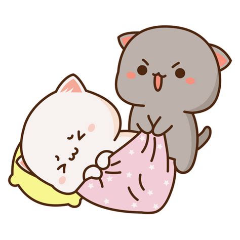 Mochi Mochi Peach Cat And Friend Wake Up Sticker Sticker Mania