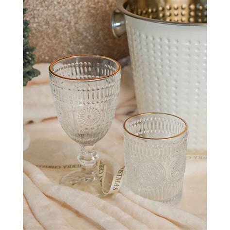 Set Bicchieri Grace Trasparenti Con Filo Oro