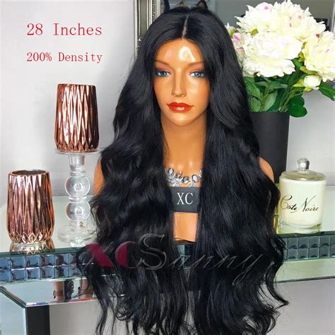 200 26 Inch Long Human Hair Lace Front Wigs Black Women Wet Wavy Wigs