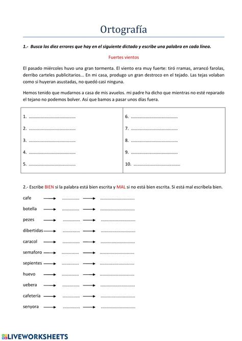 Ortografia Online Exercise For Cuarto Primaria Live Worksheets Nbkomputer