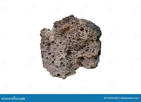 Cutout Raw Specimen Of Scoria Igneous Rock Stone Isolated On White