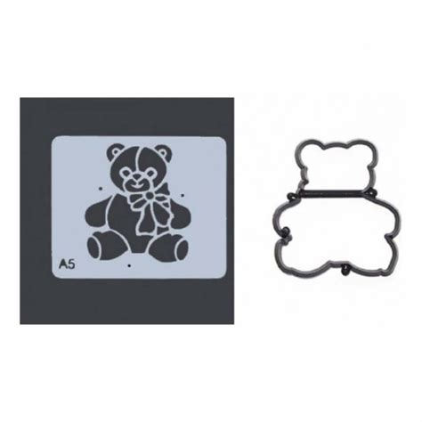 Patchwork Cutters Teddy Cake Stencil And Icing Cutter Set