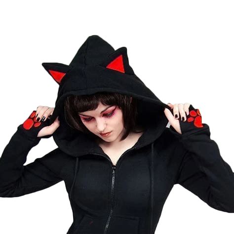 Cute Female Coats Women Casual Hoodies Long Sleeve Hoody Cat Ears