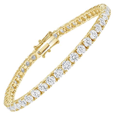 14k Yellow Gold 12 Carat Round Diamond Tennis Bracelet For Sale At 1stdibs