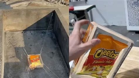 Construyó un sarcófago de 1 300 kilos para conservar una bolsa de Cheetos