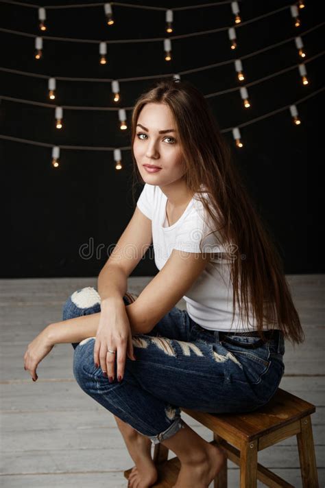 Brunette Posing Hotel Room Stock Image Image Of Model 73871469