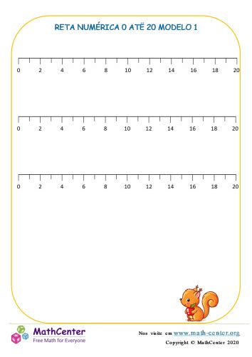 Reta Numérica 0 Atë 20 Modelo 1 Páginas De Aprendizagem Math Center