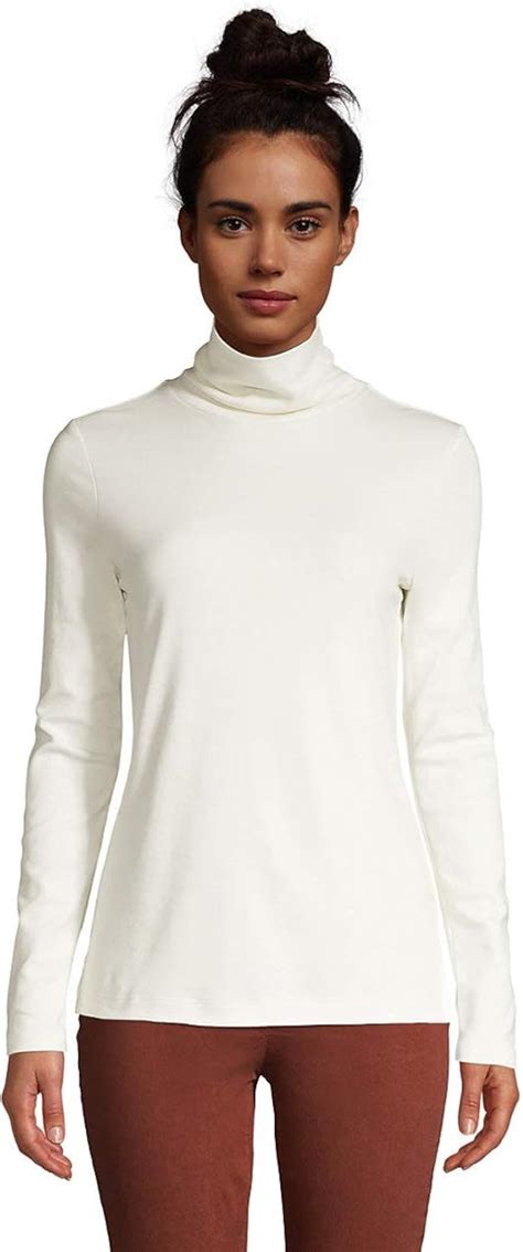 Lands End Womens Supima Cotton Long Sleeve Turtleneck At Amazon Women