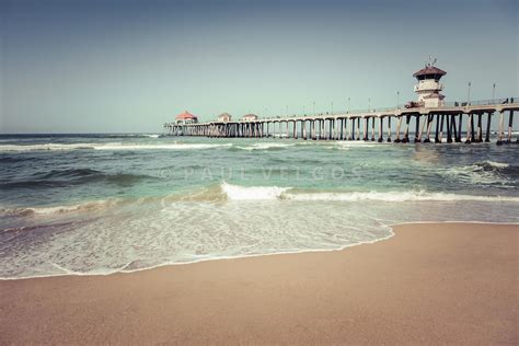 Image Huntington Beach Pier Vintage Toned Photo Large Canvas Print